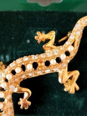 Salamander Brooch Pin Pendant Goldtone NWT